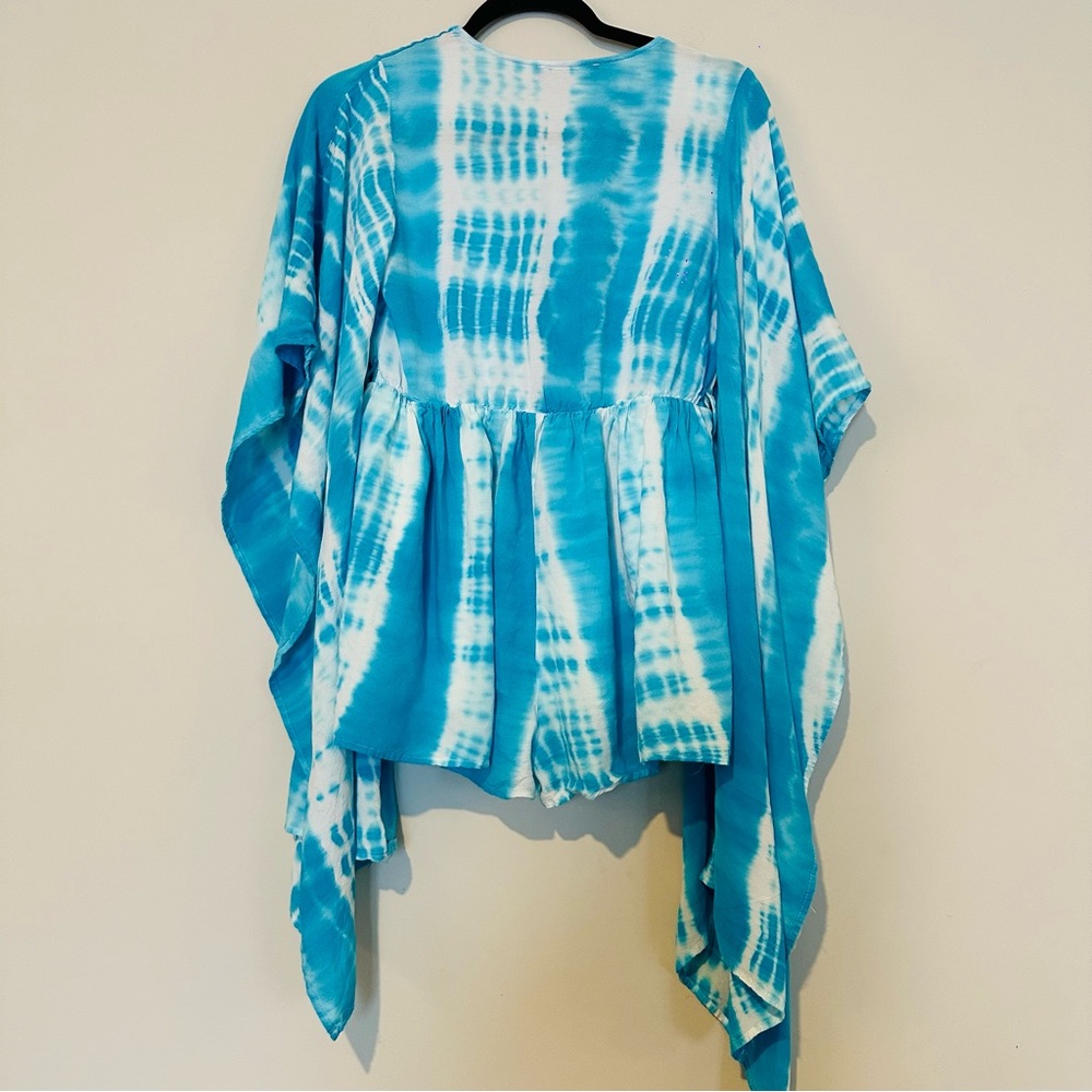 Akira Womens‎  Tie Dye Colorful V-Neck Long Sleeve Romper Large.C111 - Picture 8 of 13